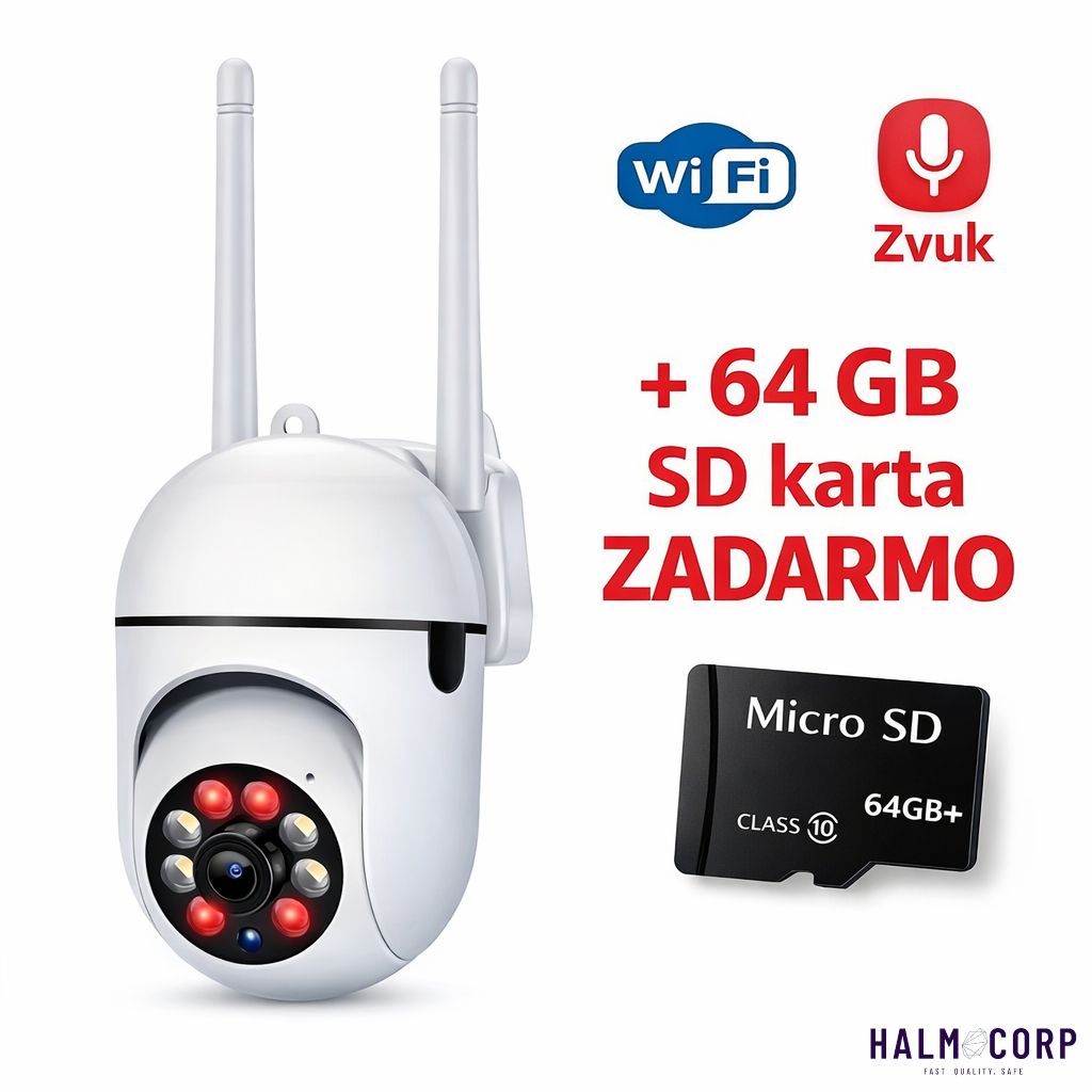 Bezpečnostná Wi-Fi kamera +64GB SD karta