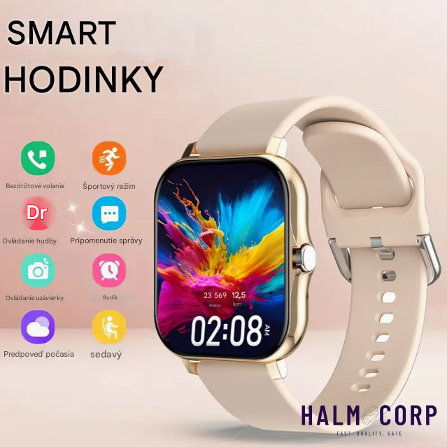  Inteligentné hodinky, zlaté, možnosť volania