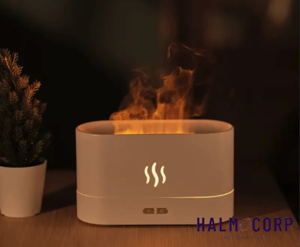 Aróma difúzer s LED plameňom, biely