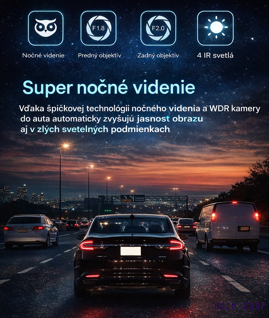 Trojobjektívová kamera do auta s cúvacou kamerou + 64GB SD karta