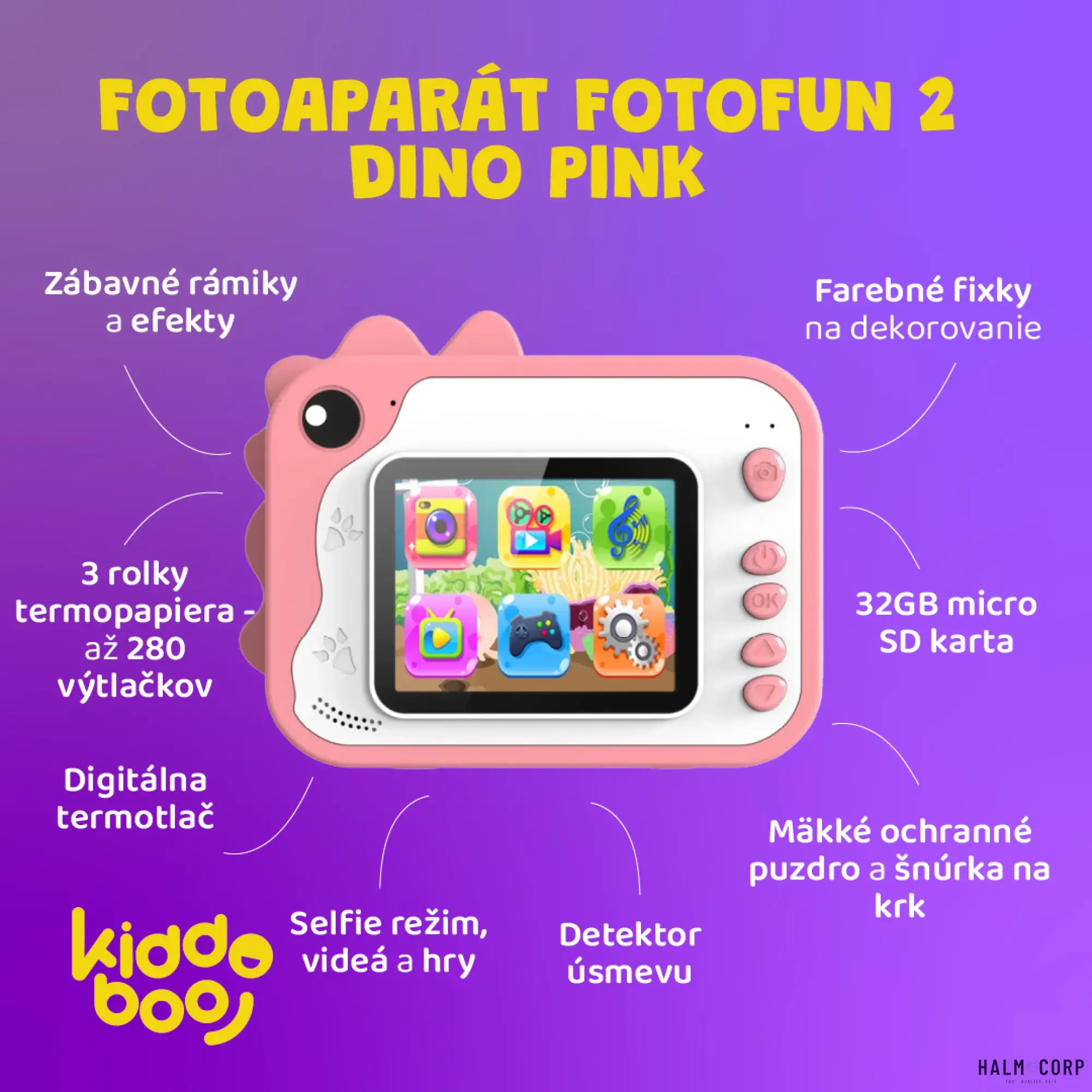 Fotoaparát FotoFun Dino Pink