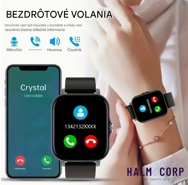 Inteligentné hodinky, čierne, možnosť volania