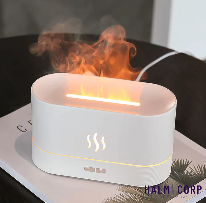 Aróma difúzer s LED plameňom, biely
