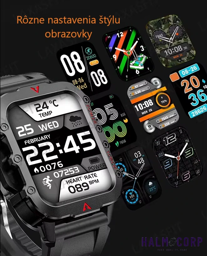 Športové Fitness Smart hodinky, čierne