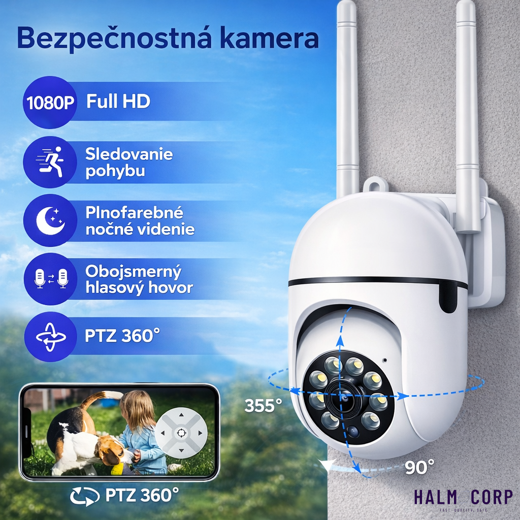 4x Bezpečnostná Wi-Fi kamera +64GB SD karta
