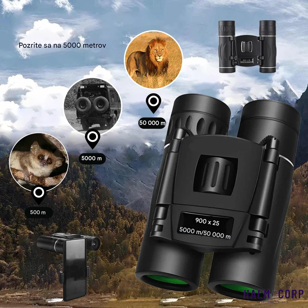 Ďalekohľad mini s vysokým rozlíšením, 900x25 HD, 5 000 m