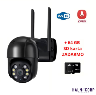 Bezpečnostná Wi-Fi kamera +64GB SD karta, čierna
